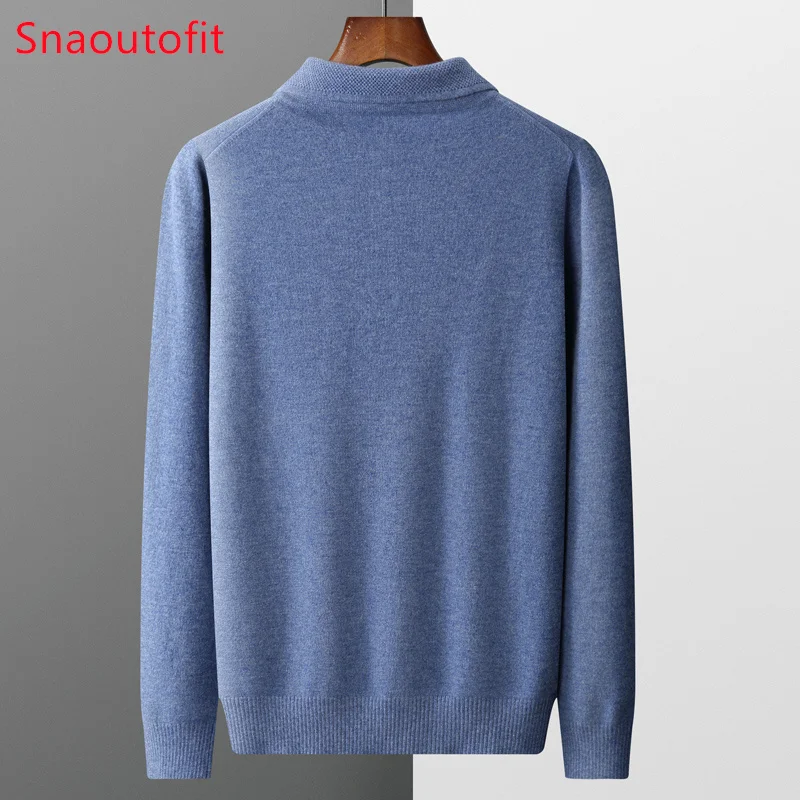 Men\'s Sweater Spring and Autumn Wool Knitted Pullover POLO Half-Open Collar Long-Sleeved Fashion Casual Top Quality Men\'s Wear