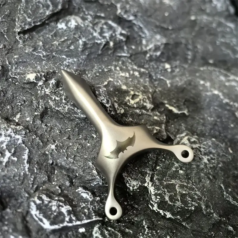 Stainless Steel Y-Shaped Slingshot with Bat Cutout, Round Fork & Pointed Base for Outdoor Target Practice