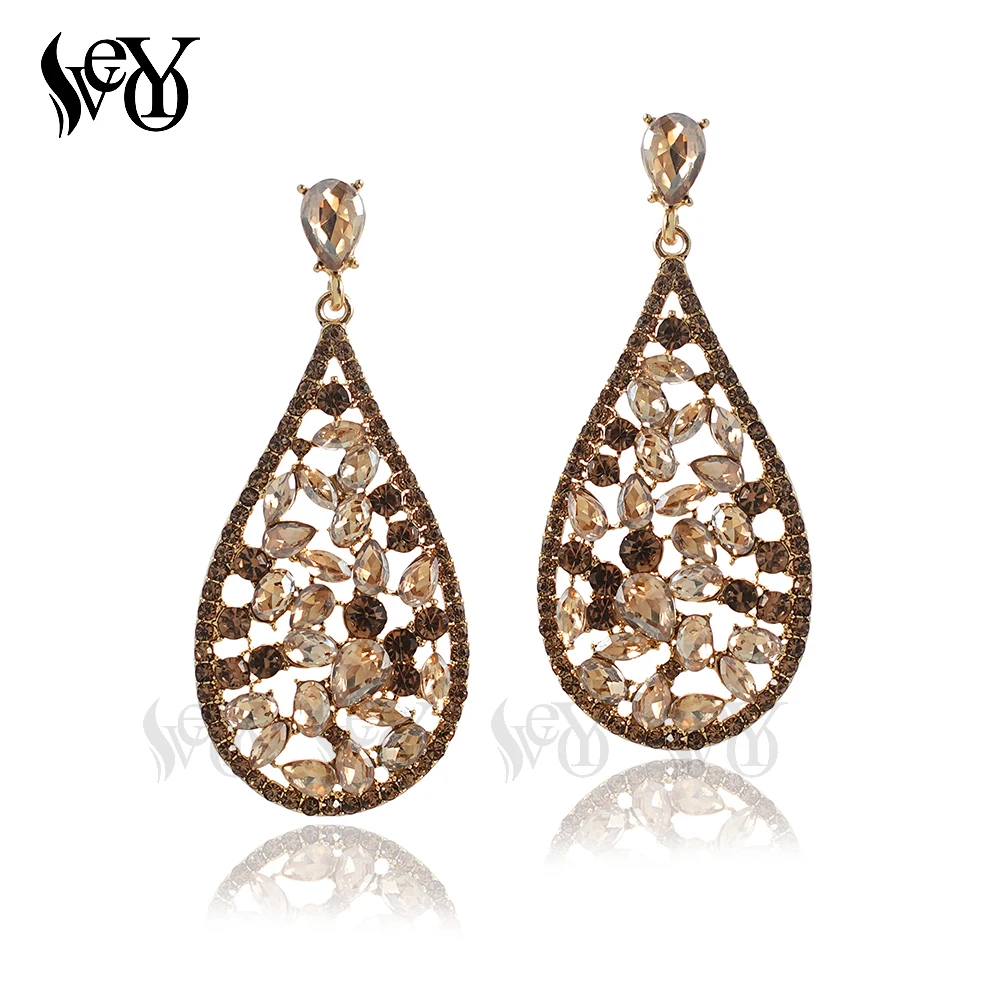 VEYO Classic Crystal Rhinestone Drop Earrings Vintage Hollow Party Dangle Earrings For Women Gift New