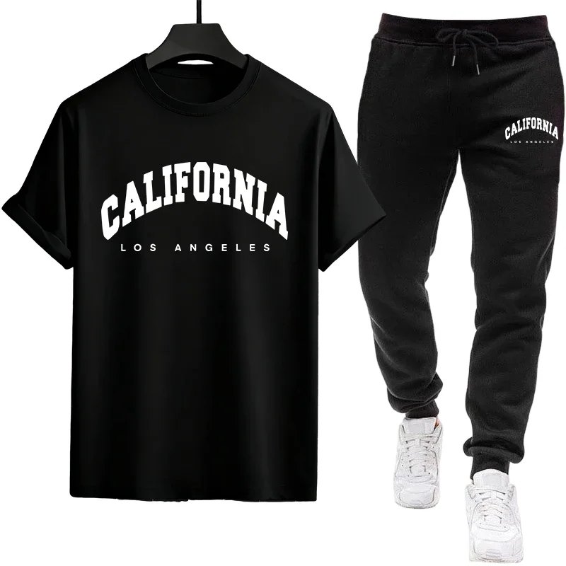 

Мужской повседневный спортивный костюм 2026: Летний комплект для активного отдыха, футболка с коротким рукавом и качественные спортивные брюки для бега и повседневной носки. Хит продаж!