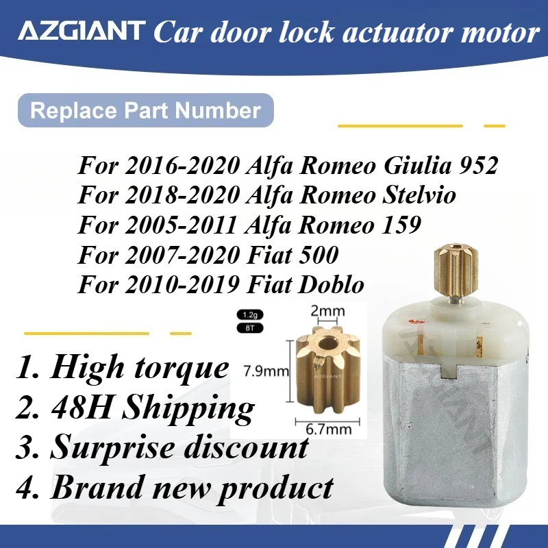 Para Alfa Romeo Giulia 952/Stelvio/159 Fiat 500/Fiat Doblo AZGIANT 1020570 3L3356 motor actuador de cerradura de puerta de coche repuesto nuevo
