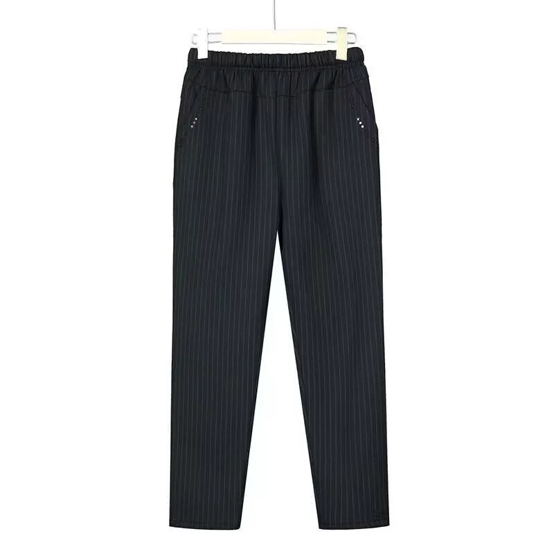 

Loose Fleece Lined Thickened Elastic Waist Cotton Pants for Middle Aged And Elderly Women Autumn Winter Outerwear Trousers