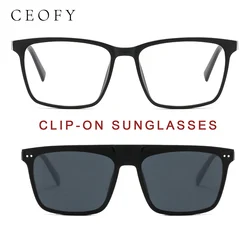 Ceofy 2024 New Men Glasses Frame Brand Design Sun Clip On Polarized Sunglasses Prescription Myopia Eyeglasses Frame High Quality