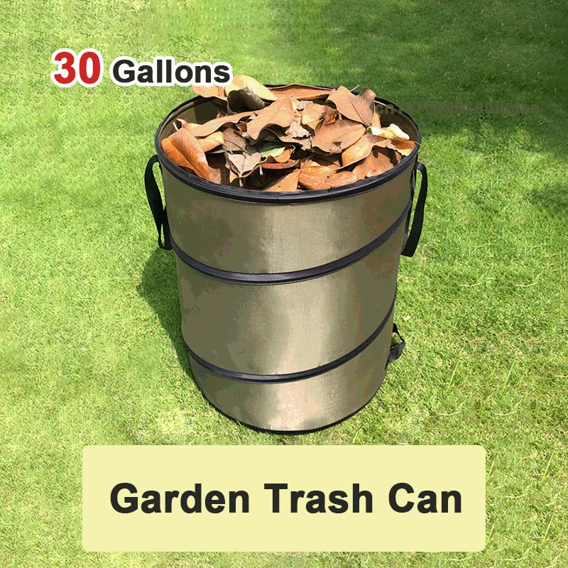 30 Gallon Camping Trash Can Collapsible Oxford Cloth Leaf Garden Bin Outdoor Trash Can