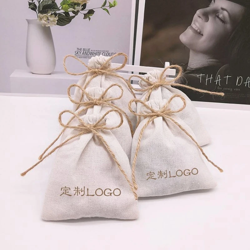 Cotton Gift Bags Burlap Rope 8x10cm 9x12cm 10x15cm 13x17cm pack of 100 Makeup Jewelry Drawstring Pouches