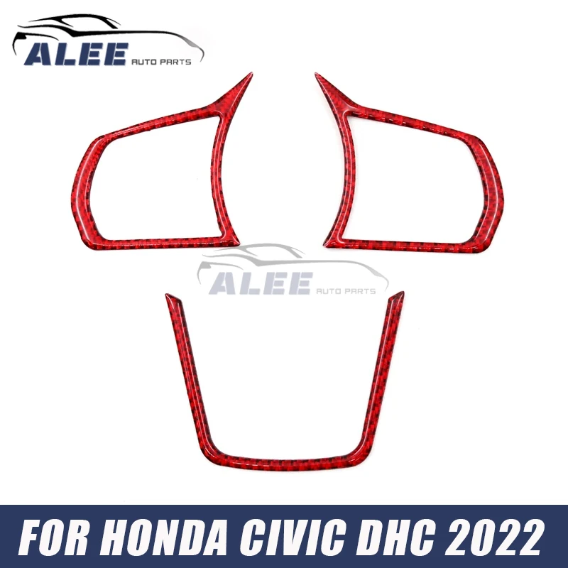 

Red Carbon Fiber Steering Wheel Key Stickers Perfect Fitment for Honda CIVIC 11th DHC 2022 Trim Car Interior Accessories Sticker