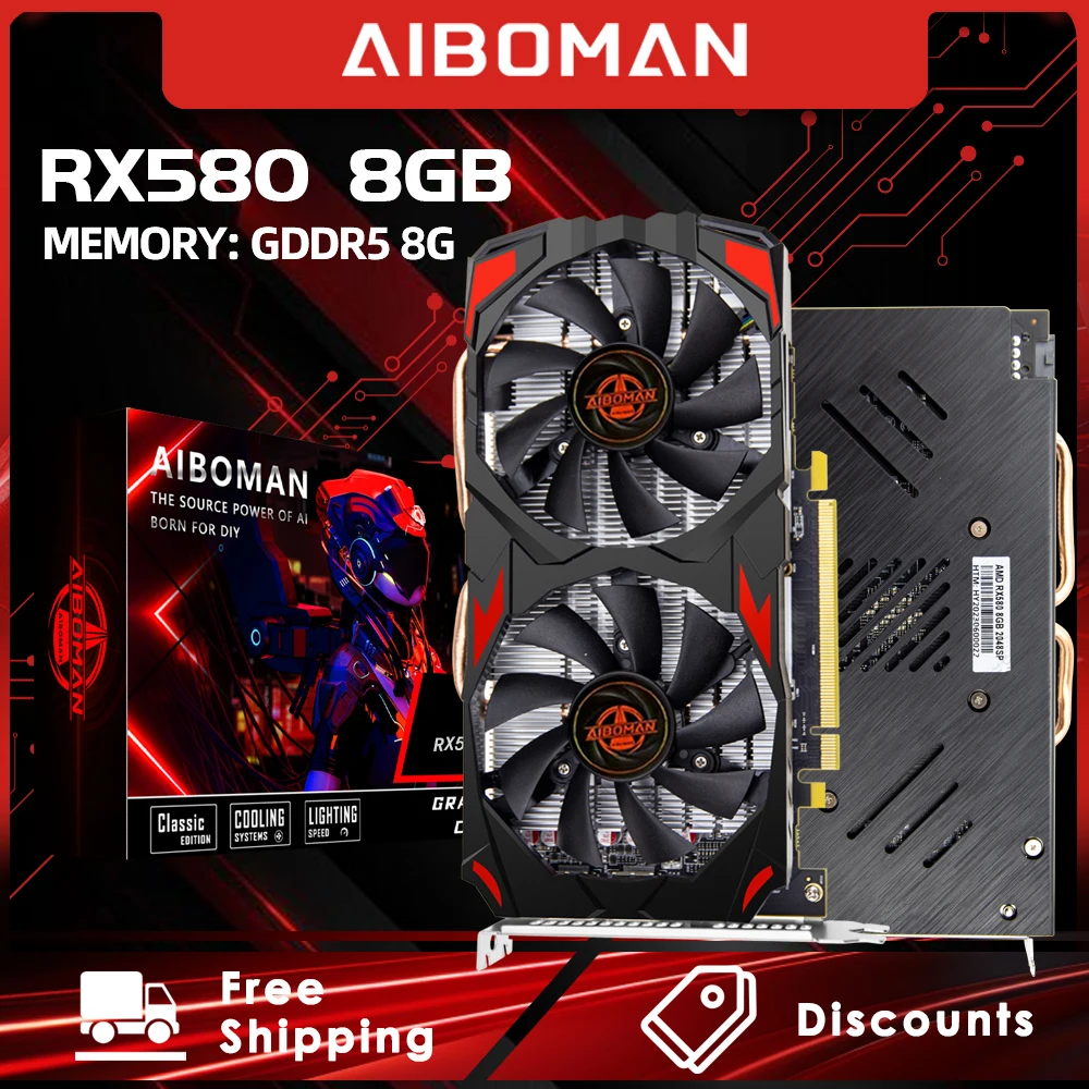 Tarjeta de Video Radeon RX580 8G PCIE3.0x16 GDDR5 256Bit, Memoria para Juegos, Apta para Accesorios de Ensamblaje de Computadoras ﻿