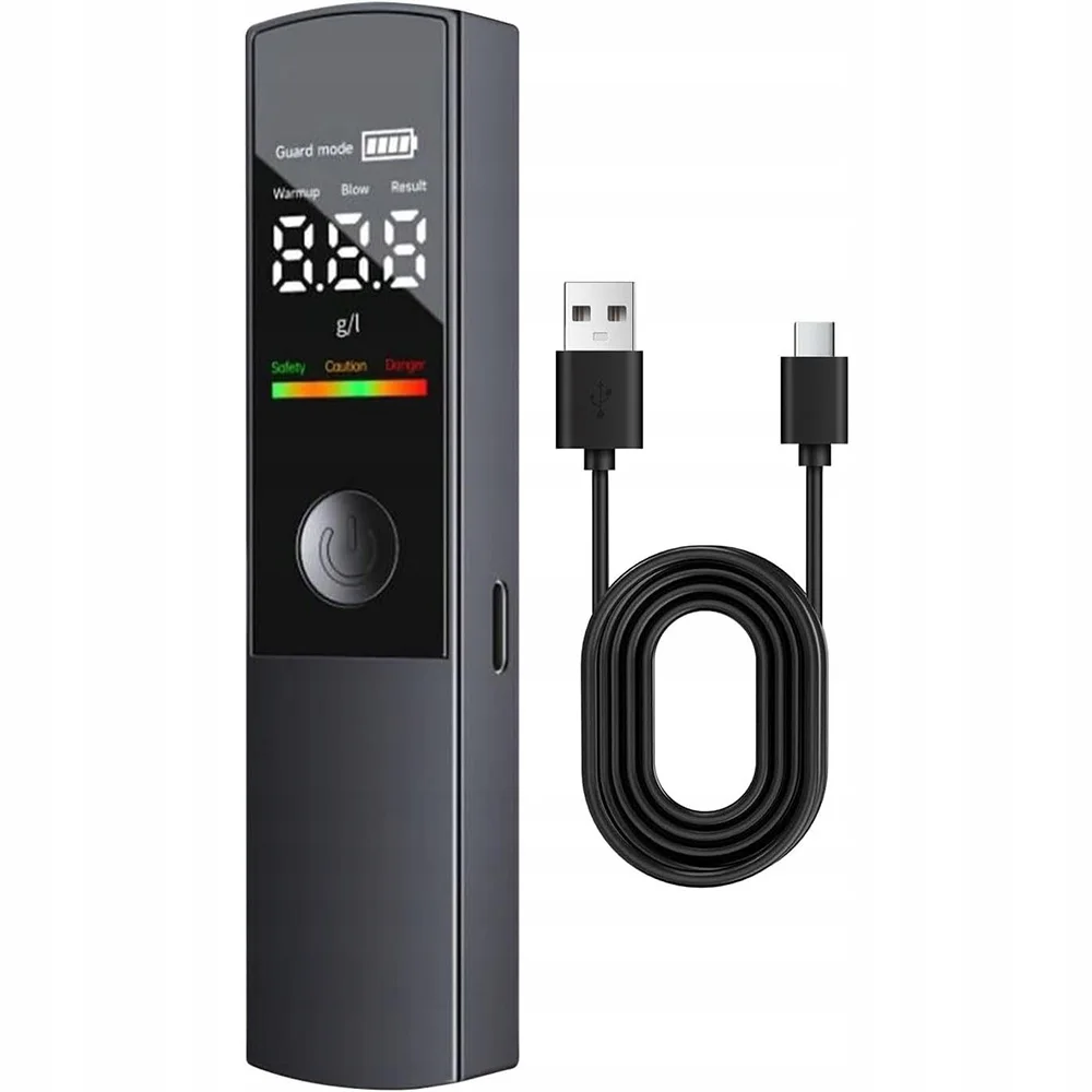 Etilometro professionale ad alta precisione, ricaricabile e portatile, con display digitale, ideale per la sicurezza in auto e per l’uso domestico.
