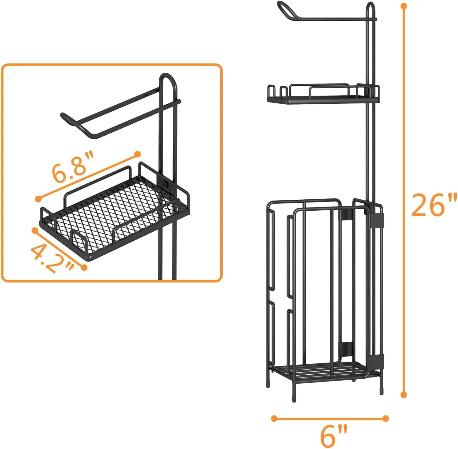 Toilet Paper Holder Stand, Bathroom Toilet Tissue Paper Roll Storage Holder with Shelf and Reserve for Bathroom Storage Holds Wi