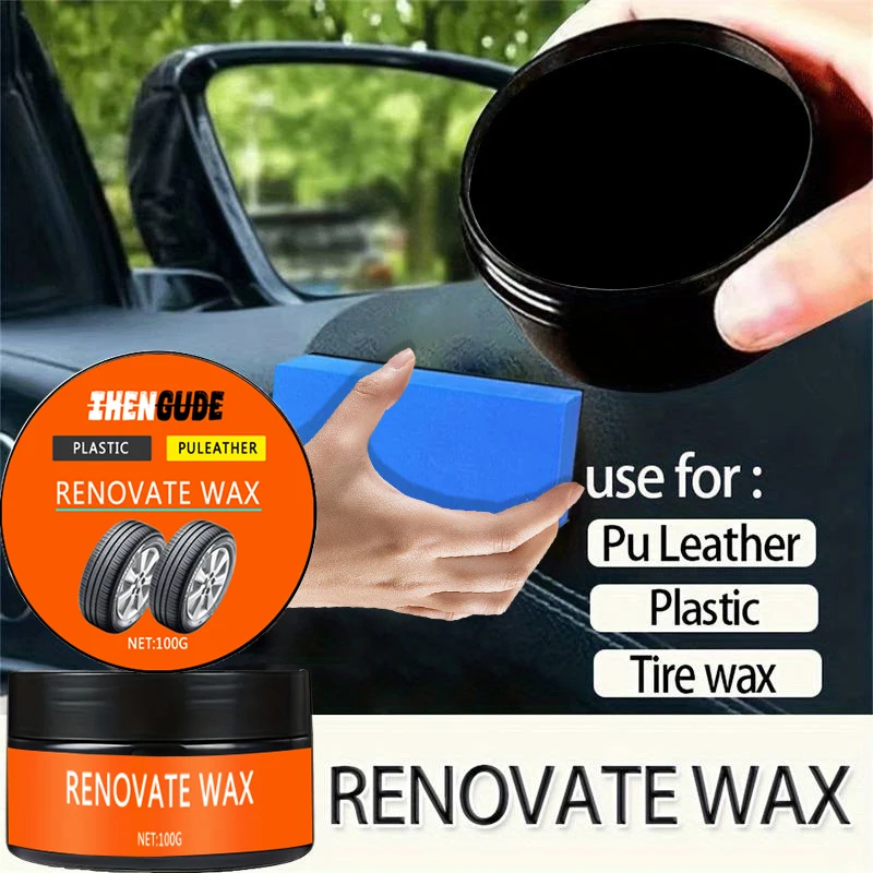 1 Piece 100g Black Tire Wax Polish, Suitable for Repair of Rubber and Plastic, Long-Lasting Gloss, Suitable for Stripesd, Vinyl and Car Hubs, Anti-Fading and Update