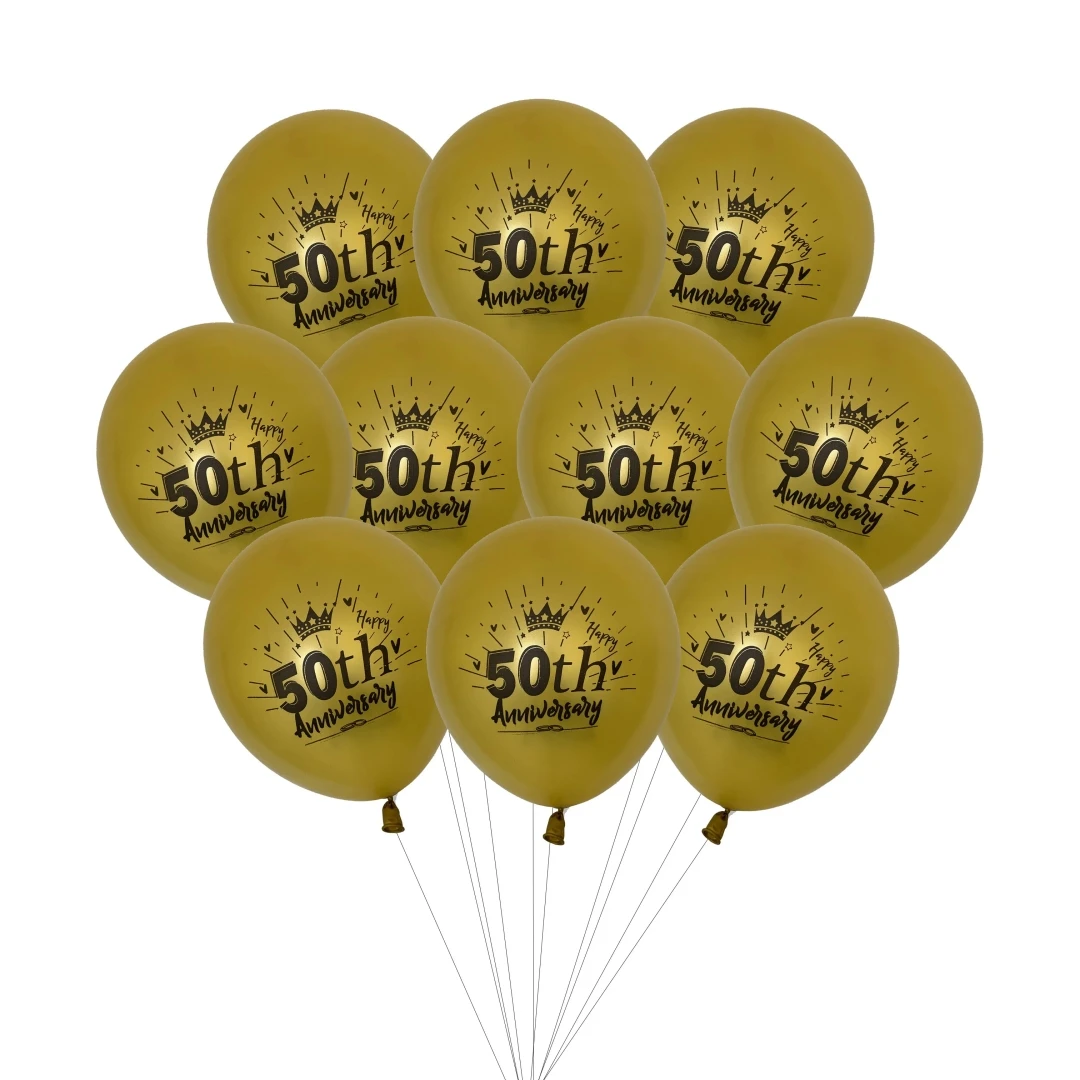 10 Stück aufblasbare Konfetti-Luftballons, 30,5 cm, Krone, 50. Latex-Luftballons, 50 Jahre Geburtstagsfeier, Erwachsene, Folien-Heliumballons