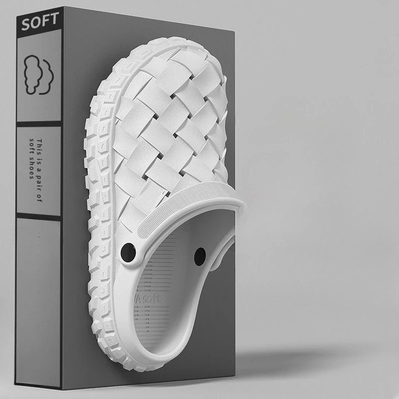 Men's Anti-slip Closed Toe Sandals with Soft Thick Sole Trendy Couple Beach Shoes Korean Style Casual Footwear