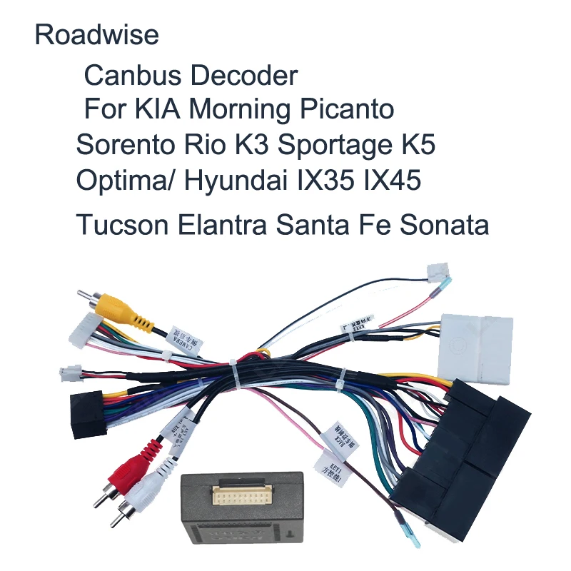 Canbus Decoder Power Wiring Harness For Morning Picanto Sorento Rio Sportage K5 Optima IX35 IX45 Tucson Elantra Santa Fe Sonata