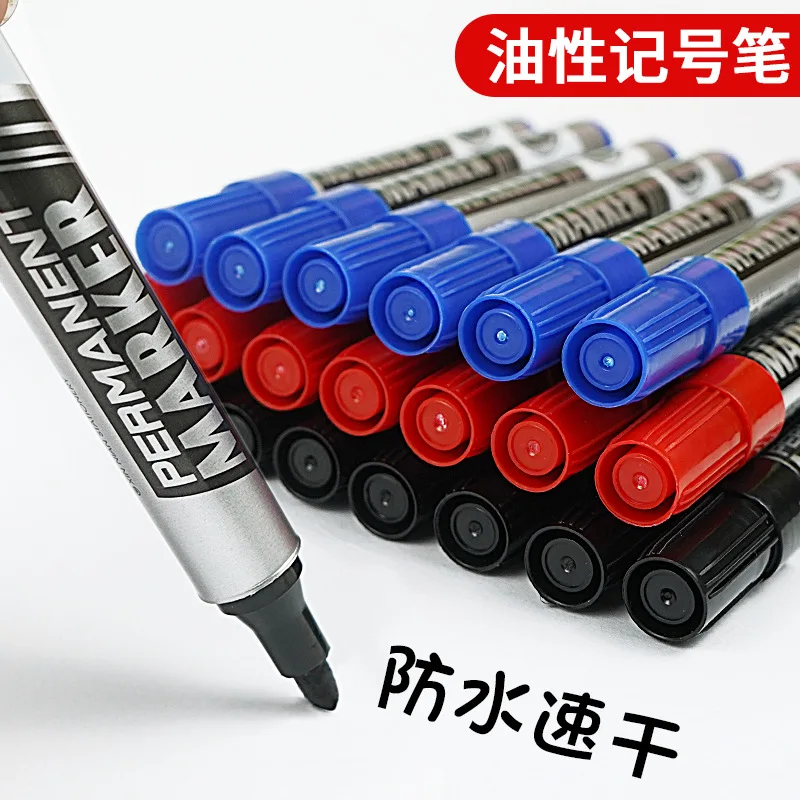 6/3 Pcs/Set Permanent Marker Pen Black Blue Red Ink 2.0mm Waterproof Quick-Drying Ink Crude Nib Color For Logistics Paper