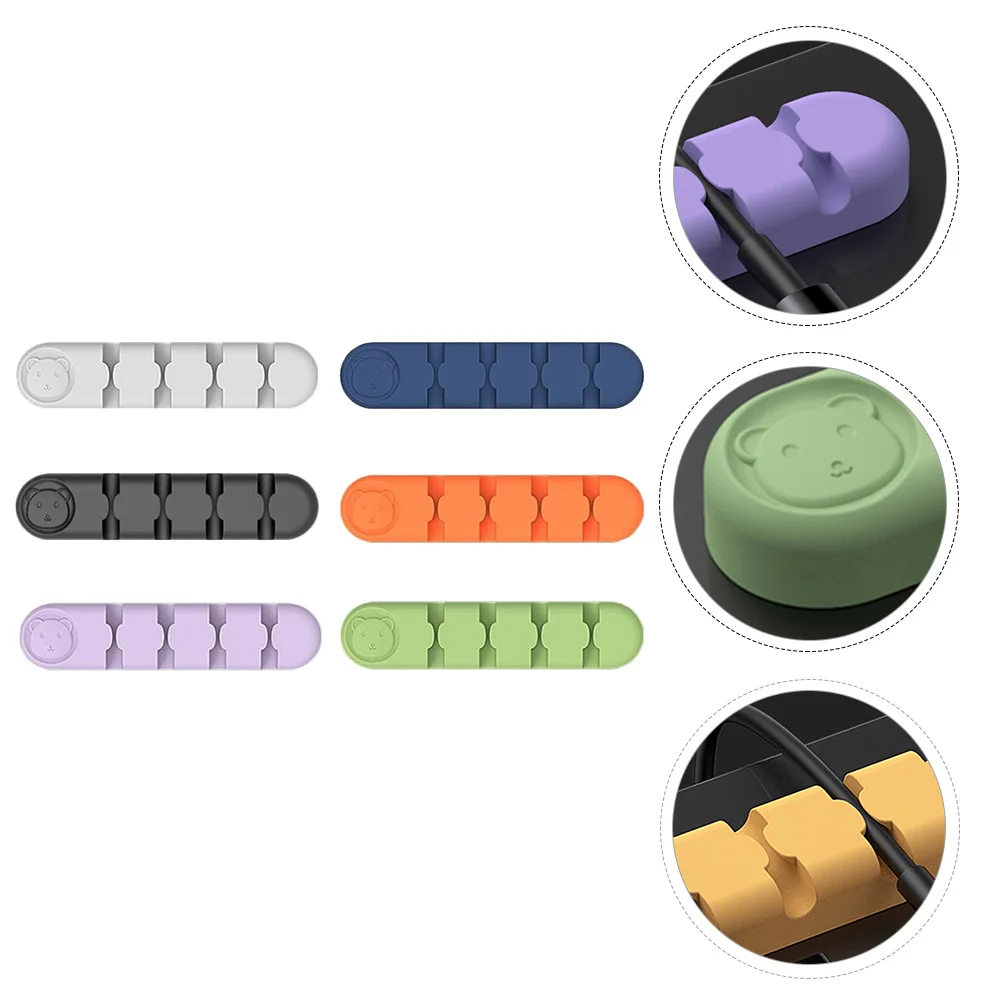 6Pcs Wire Fixing Clips Elastic Cable Wrappers for 5mm Data Wire Desktop Organizers Practical Cable Holders Household Use