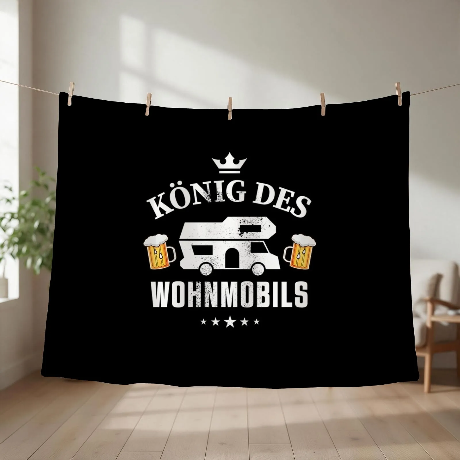 K?nig des Wohnmobils | Camping Geschenk Throw Blanket couch cozy soft plush fuzzy picnic outdoor blanket