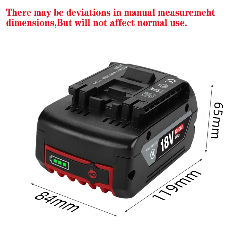 Imagem -05 - Bateria Ferramenta Elétrica 6.0 8.0 10.0ah Compatível com Bat609 610 618619 Adequado para Bosch e li Longo 18v