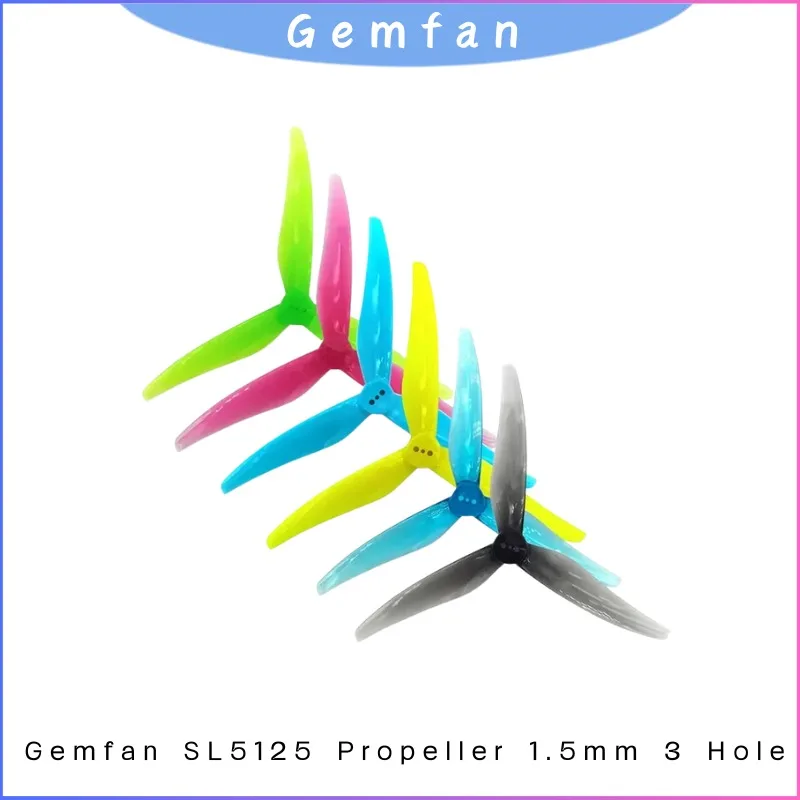 

2 пары GemfanSL5125 5,1x2,5 5,1 дюйма FPV Drone Props3-лопастной 5 мм Hub3-отверстие для крепления пропеллера для RC Drone Freestyle Racing DIY Запчасти