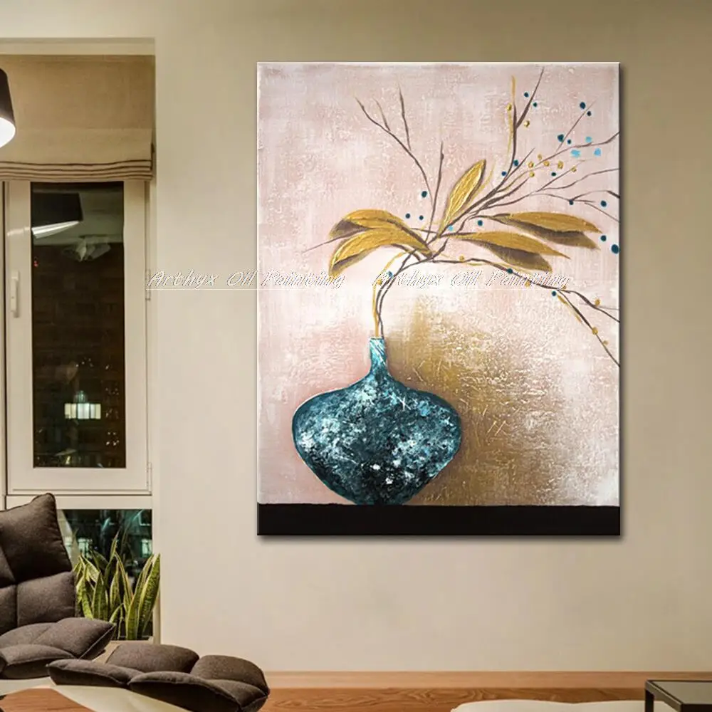 

Arthyx, ручная роспись, современные простые цветы, картины маслом на холсте, картины с золотой фасолью, настенное искусство для украшения дома в гостиной