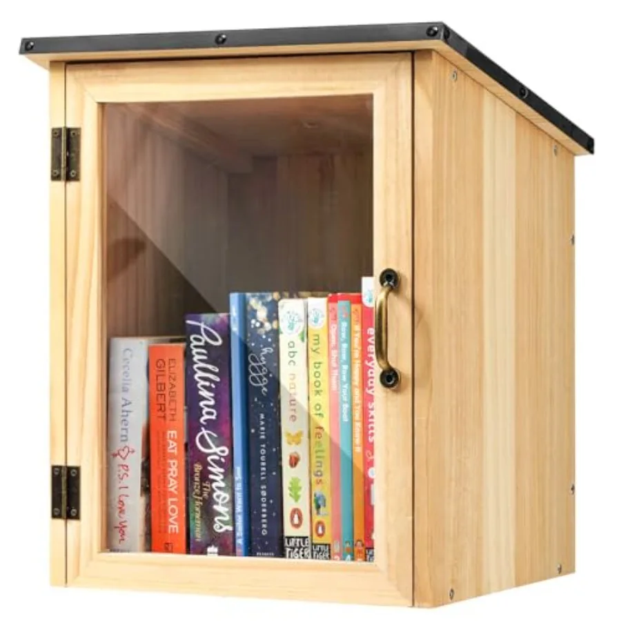 

Little Library Box Outdoor, Waterproof Wooden Book Cabinet with Clear Window for DIY, Community and School Sharing, Weatherproo
