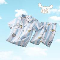 2Pcs Cute Cinnamoroll Children's Pajamas Set Summer Kuromi Cardigan To Short Sleeved Top Paired with Shorts Kids Home Clothes