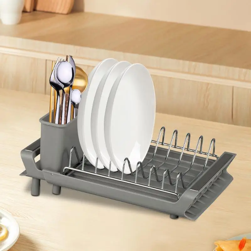 

Kitchen Dish Drying Rack Retractable Dish Rack With Draining Tray Kitchen Countertop Utensil Storage Holder Home Organization