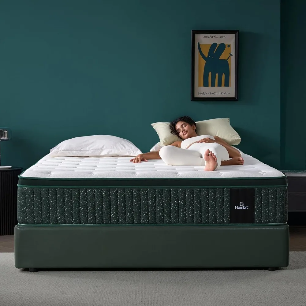 

12 inch king-size hybrid mattress with medium firm memory foam and pocket coils - offers cooling comfort, motion isolation, and