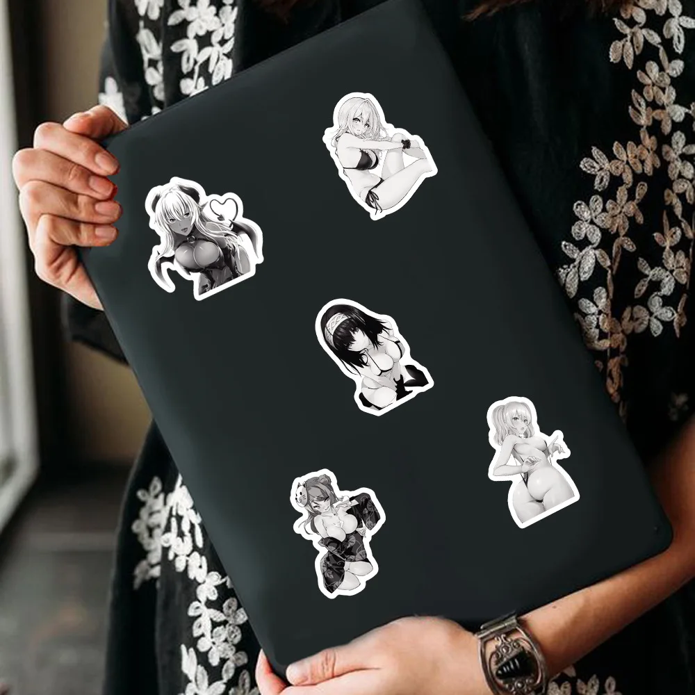 10/30/50/100pcs Cartoon Black White Anime Super Sexy Girl Waifu Sticker Suitcase Laptop Car Luggage Waterproof Sticker Wholesale