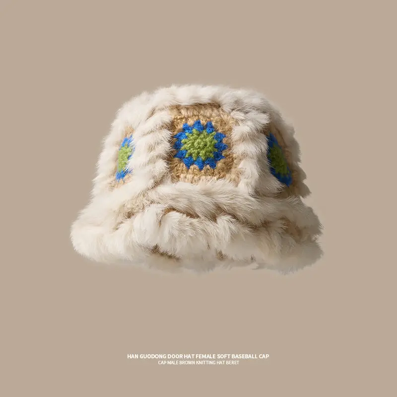 Unisex Warm Fluffy Rabbit Hair Fisherman Hat Lion Awakening Style Small Bucket Autumn Winter Fashion Accessory for Men Women 6