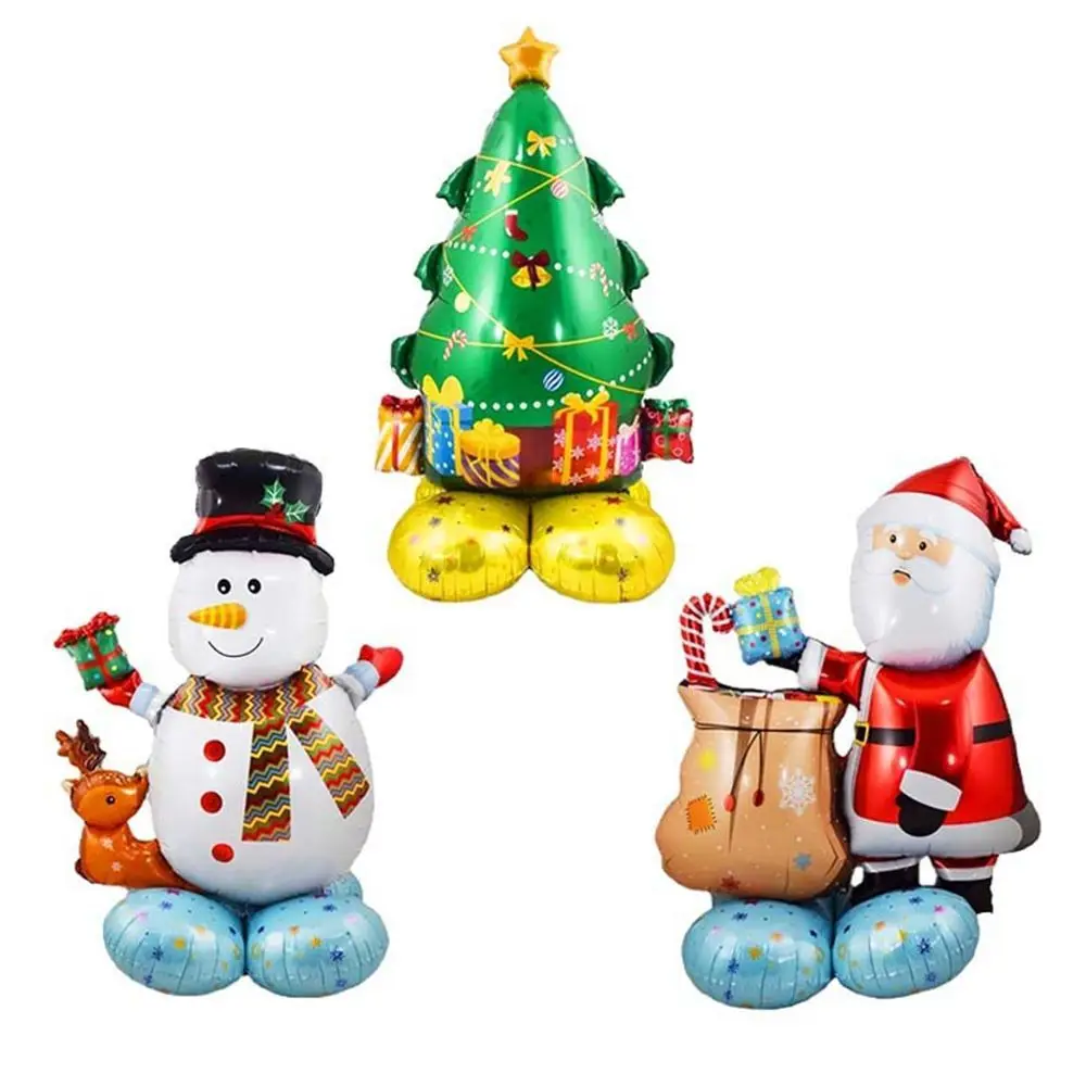 

Inflatable Christmas Tree Santa Claus Snowman Foil Balloon Self Standing 3D Aluminum Balloons New Year Party Decoration