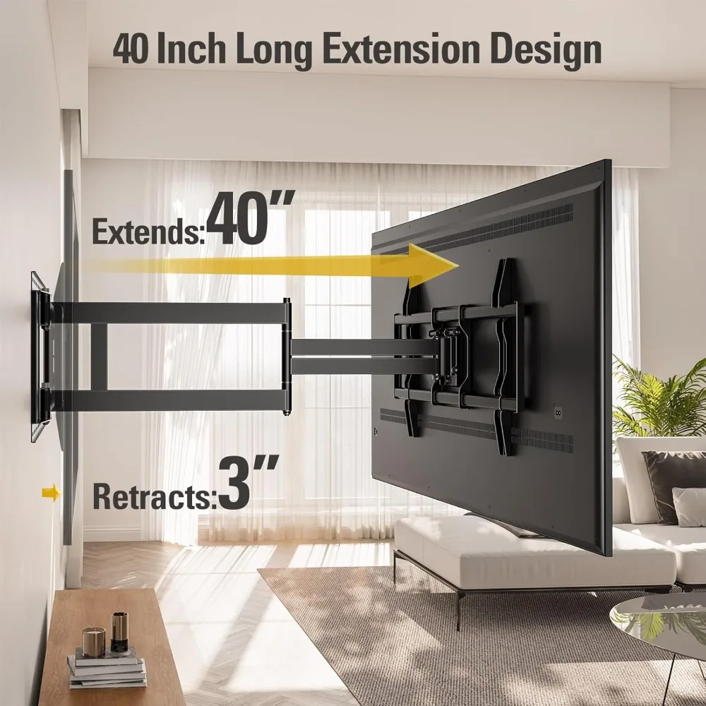 Long Arm TV Wall Mount for Most 42-90 Inch TV, 40 Inch Extension TV Mount Swivel and Tilt