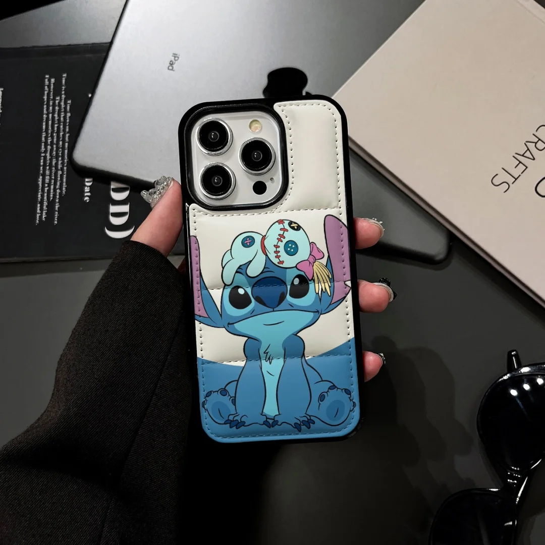 

Cartoon Stitch Phone Case For iPhone 17 16E 15 14 13 12 11 Pro Max X XSMax XR SE 2020 7 8 Plus Down Jacket Cloth Phone Cover