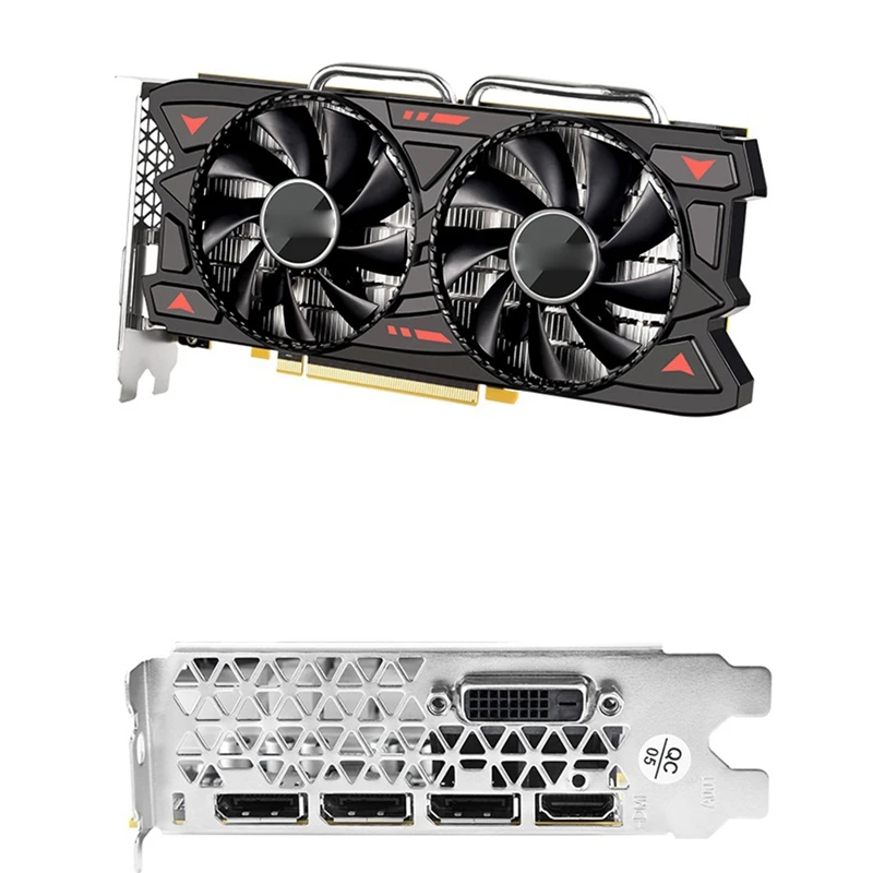 Placa gráfica preta dupla do jogo do fã, radiador do computador do Desktop, 1 grupo, RX580, 8G, 7000Mhz