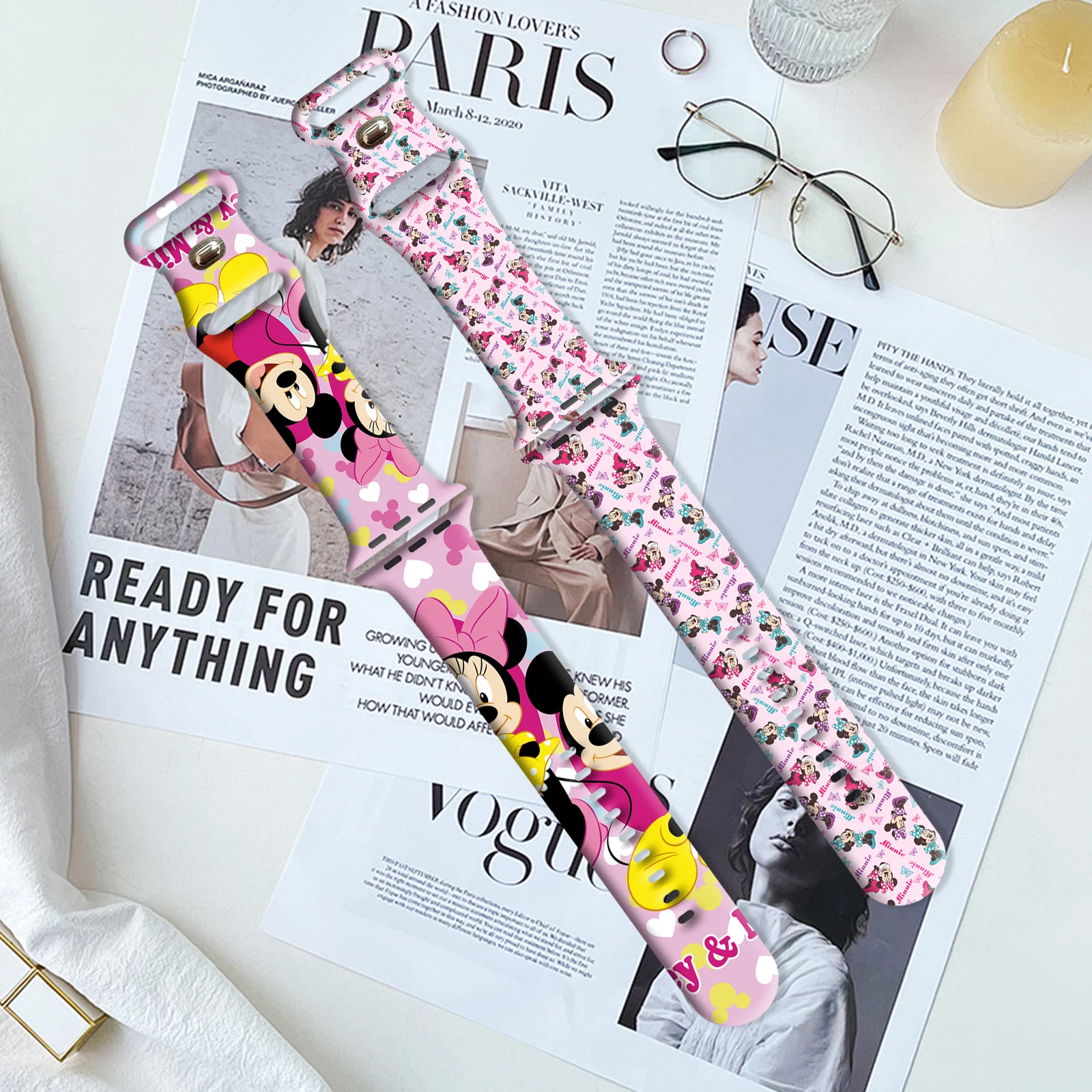 Tali Cetak Disney untuk IWatch 11 10 9 8 Gelang Silikon Dapat Diganti untuk Jam Tangan Apple 46Mm 44Mm 42Mm 41Mm Gelang Jam