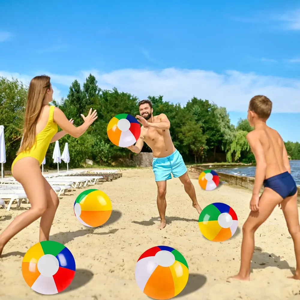 12"/20" Inflatable Beach Balls With Air Pump Swimming Pool Water Games Toys for Kids Summer Beach Party Bath Supplies Decoration