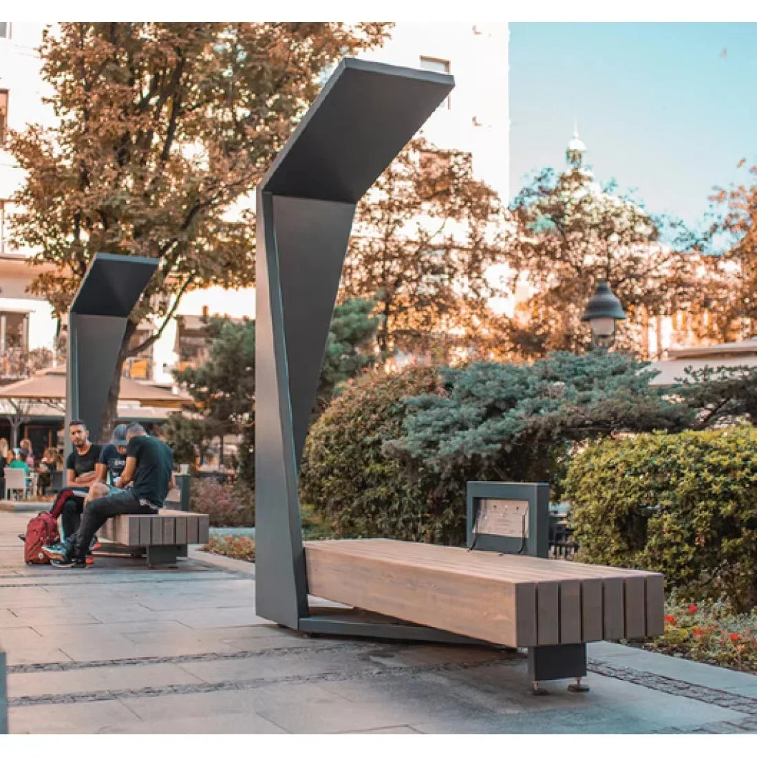 Bank Streeturban stoelen op zonne-energie staal metaal waterdicht antiek roestvrij staal tuinmeubilair eigentijdse terrasbank