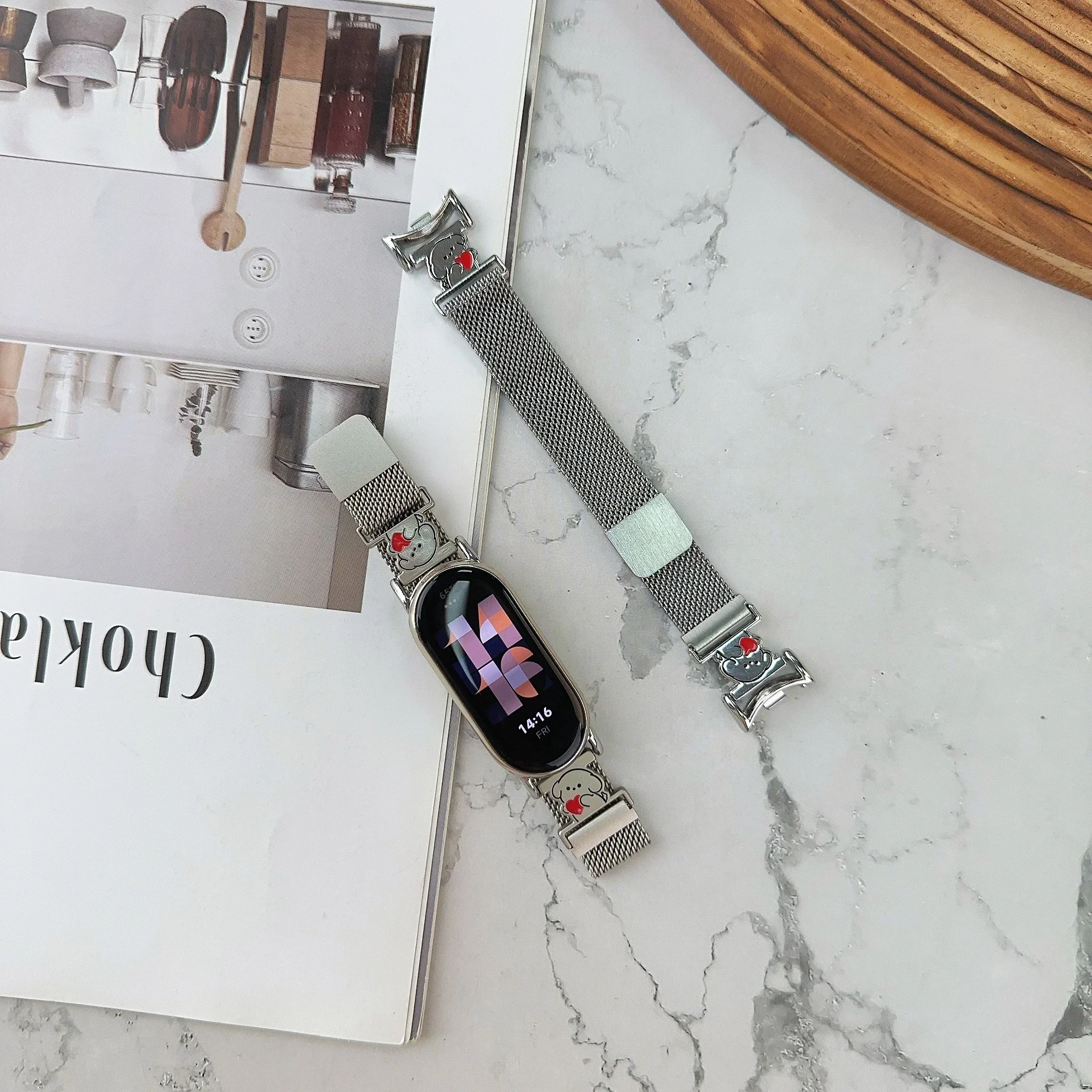 حزام من الفولاذ المقاوم للصدأ لسوار Xiaomi Mi 9 8 المعدني ميلانيزي على Mi Band 8 معصمه لملحقات حزام Mi Band 9 8