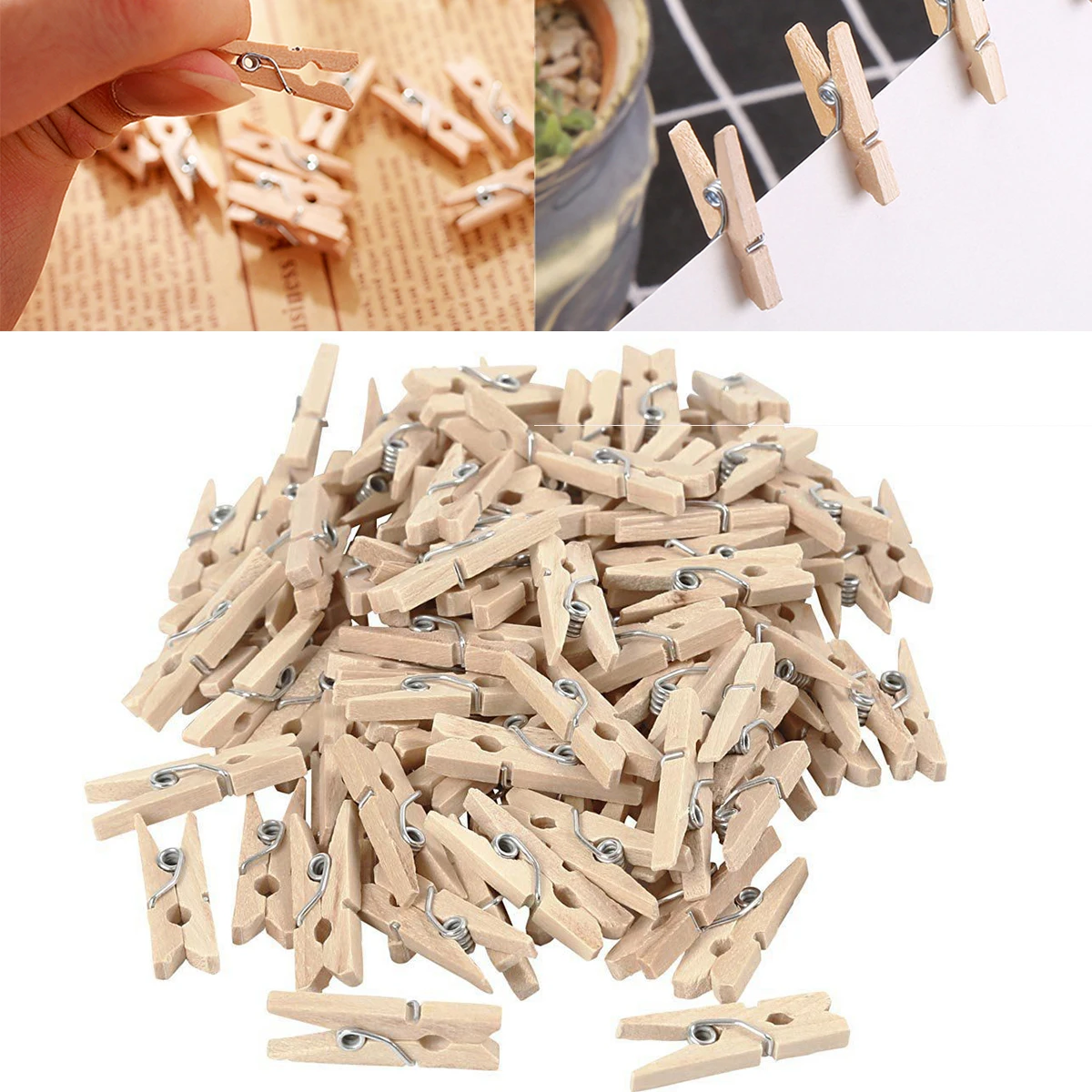 50/100/200PCS 2.5CM Clip Wood Photo Album Clamp DIY Picture Mini Clothespin Home Laundry Clothes Pin Wall Hanging Peg