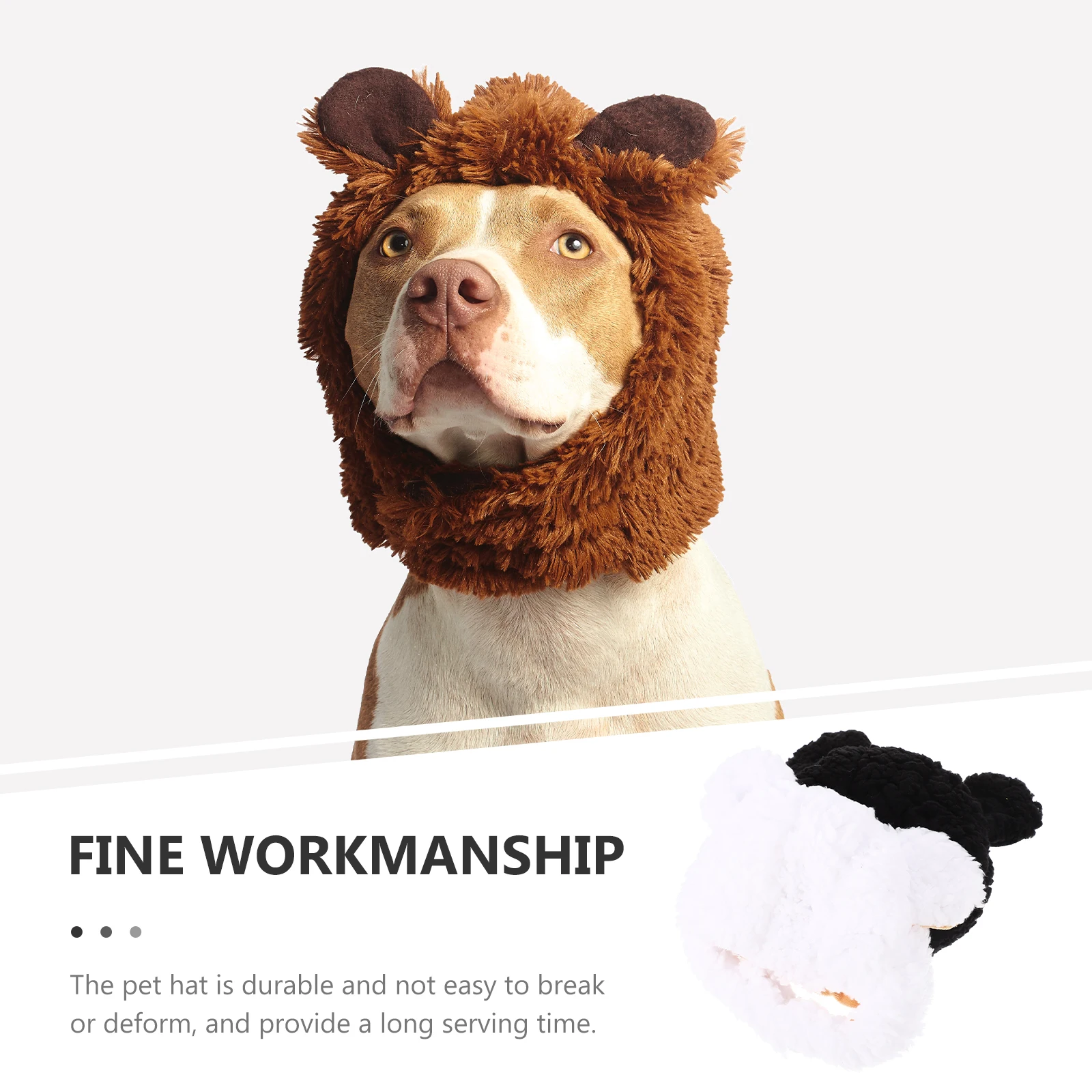 

2Pcs Pet Dog Cartoon Hat for Pets Durable Warm Cotton Polyester Headb Adjustable Hook Thermal Cat Hat Small Clothes