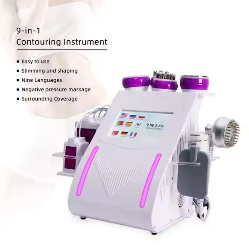 

Multifunction 9IN1 40K Vacuum Radio Frequency RF Skin Tightening Body Slimming Machine for Salon Spa and Home Use