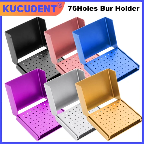 76Holes Soporte de limpieza de caja de fresas dental Soporte de fresas esterilizable esterilizable en autoclave Fresas de diamante Taladro Bloque de desinfección Herramienta de identificación