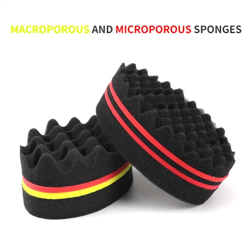Imagen 2 del producto Nueva esponja mágica ovalada de doble cara para cepillo de pelo, cepillo de esponja para cepillos de esponja naturales y ondas de bobina afro
