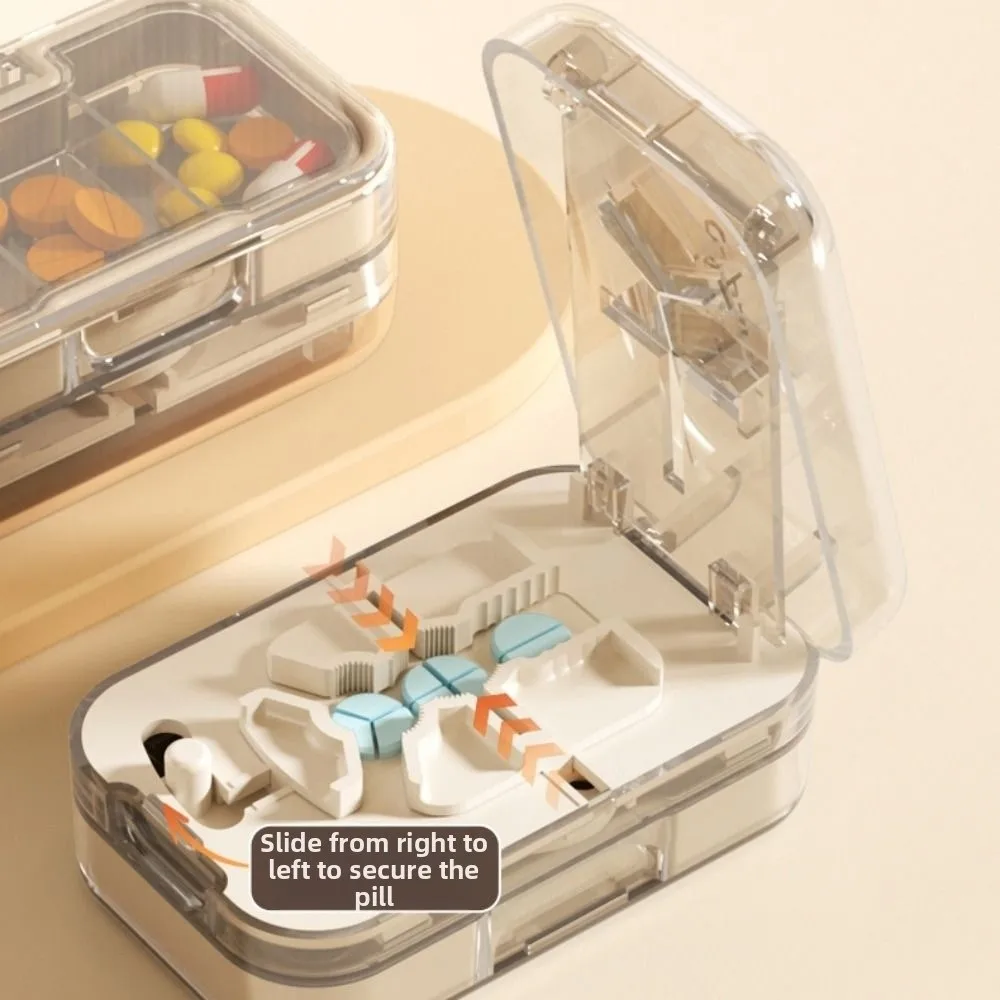 Precise Cutting Portable Pill Cutter Sealed Dustproof Pill Storage Box Moisture-proof with 3 Compartments Pill Divider