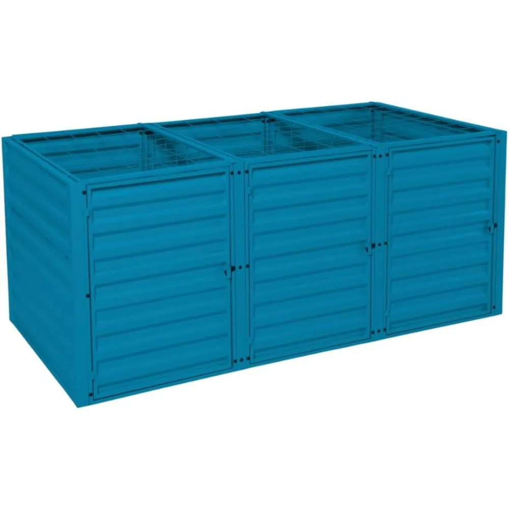 

3 Bin Composter | Heavy Duty Galvanized Steel Outdoor Compost System with Optimal Water and Airflow | Best for Backyard Garden