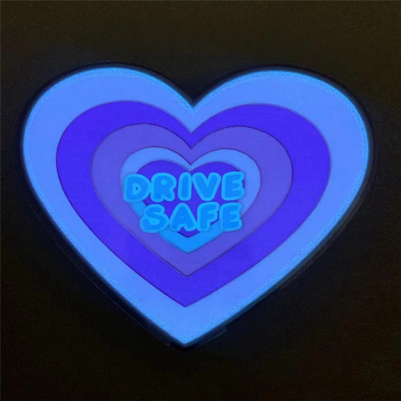 DRIVE SAFE Heart Glow Panel Light Emitting Window Racing Car Sticker Windshield Decorative LED Light Accessories