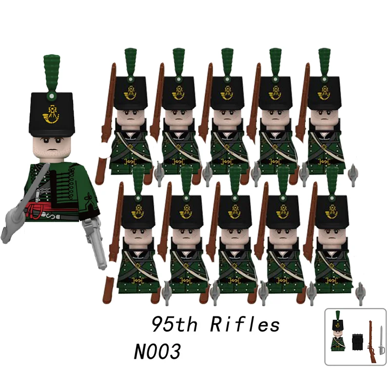 Napoleonic Wars Military Soldiers Building Blocks WW2 Figures French British Russia Fusilier Rifles Bagpiper Weapons Kid Toy