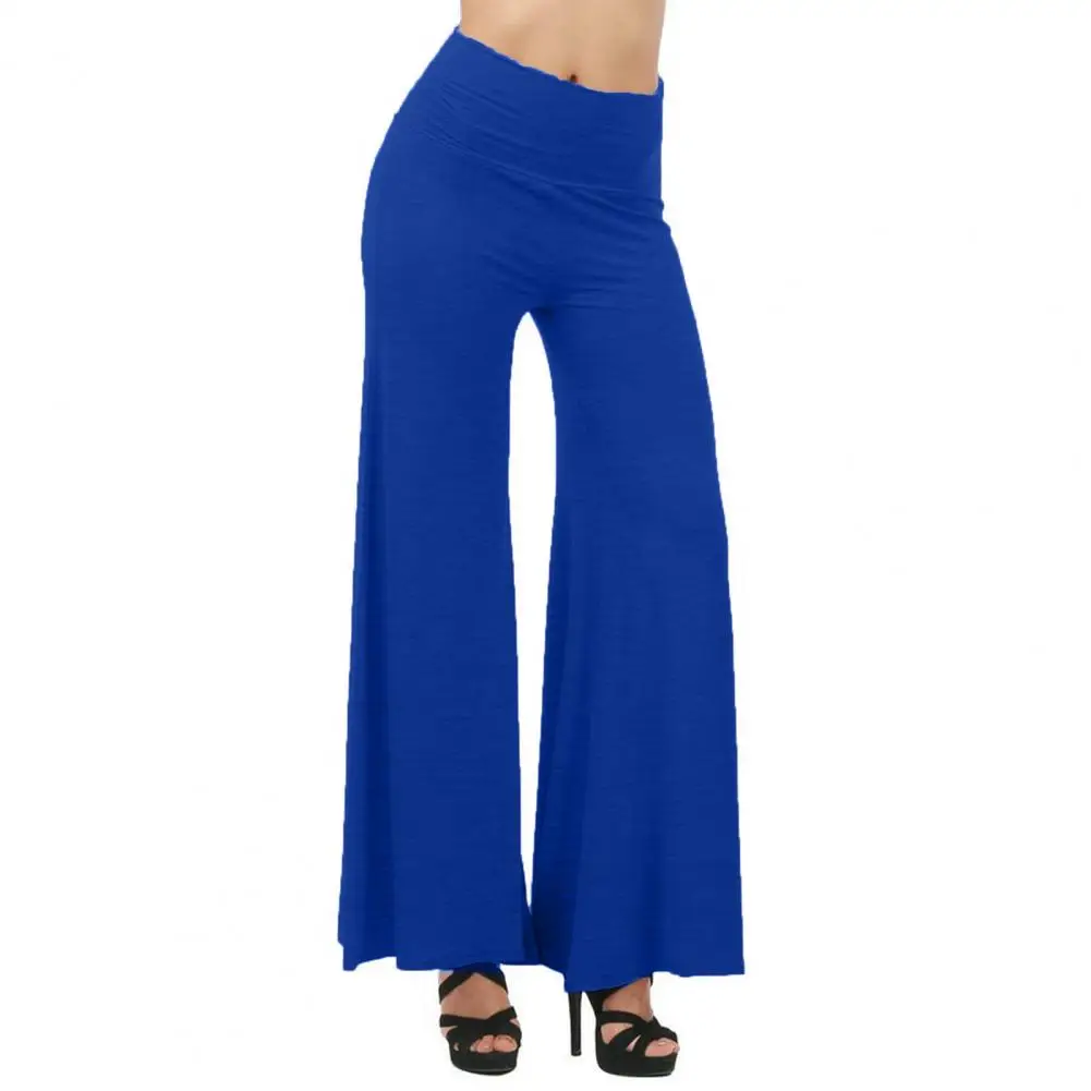 Women Yoga Pants Wide Leg Ice Silk Full Length High Elastic Waist Trousers Tummy Control Lady Sport Daily Long Pants 여자 팬티