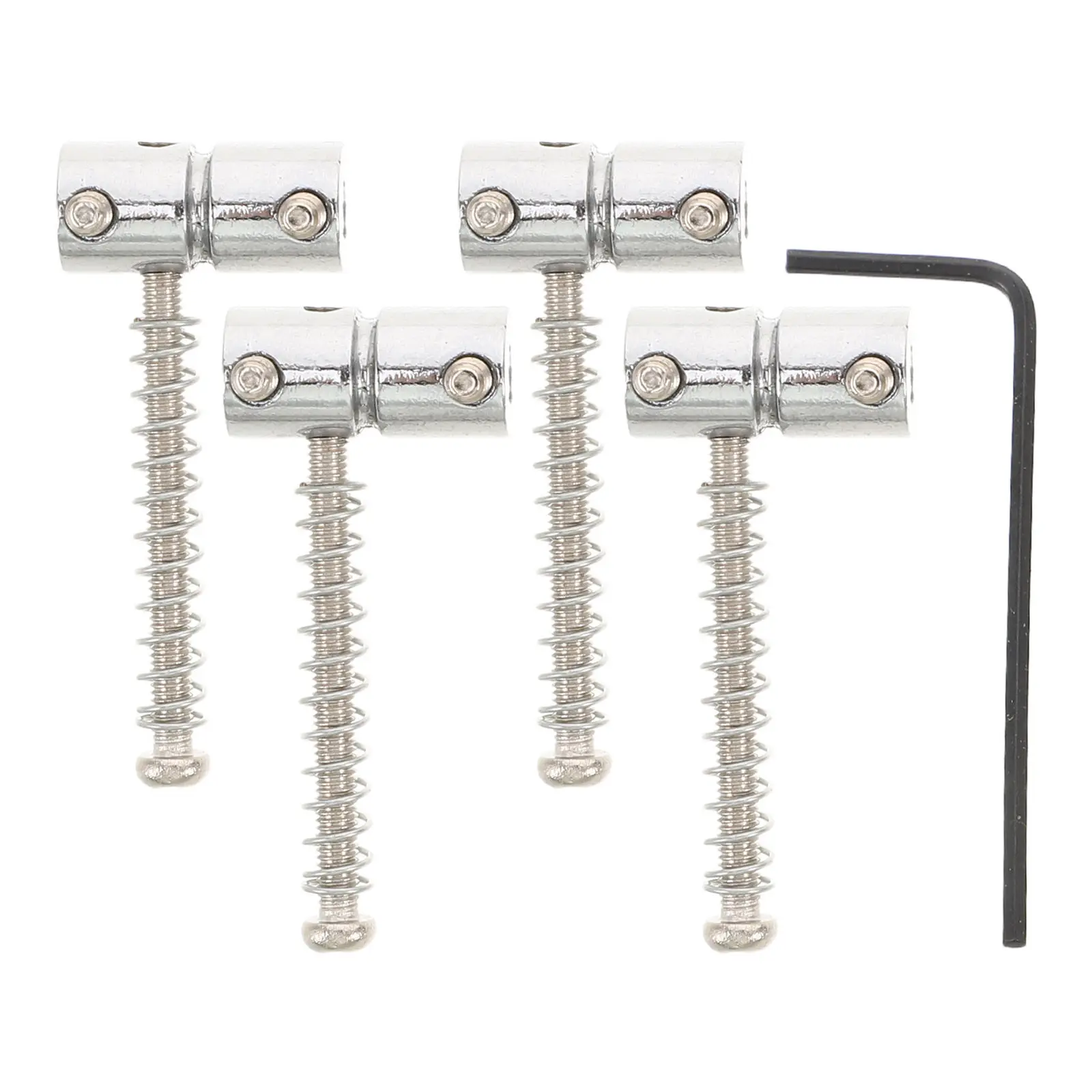4Pcs Silver Metal Bass Guitar Bridge Saddles Replacement Parts for Four String Electric Bass Minimize String Buzz Enhance