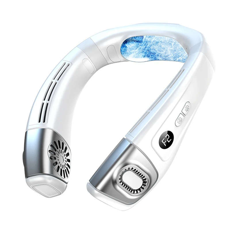 

【Улюбимый шоппер!】Шейный вентилятор, 3-скоростной портативный шейный вентилятор с охлаждающей пластиной, перезаряжаемый персональный вентилятор, для женщин и мужчин, белый