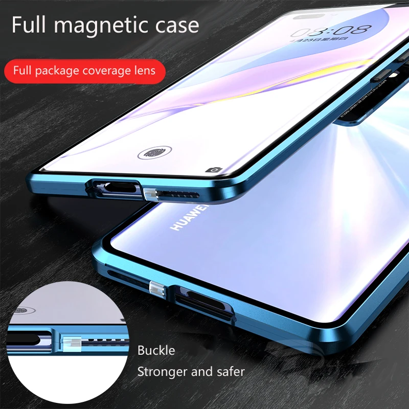 Magnetic Phone Case Double Sided Glass Snap Buckle For Huawei Nova 9 SE 10 Pro 11i 12S 12 SE Cover Cases Camera Lens Protection